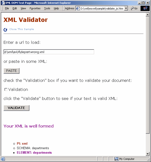 Anche MSXML riconosce che depar