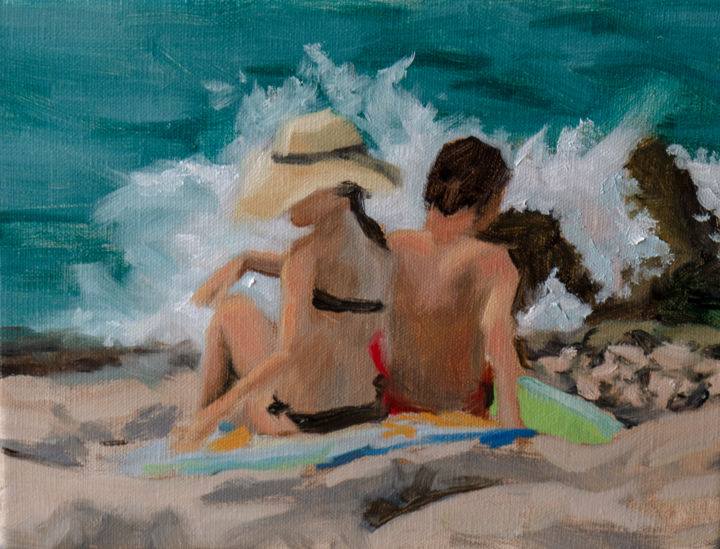 Couple By The Sea, painting by Romain Eugène