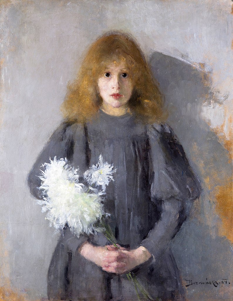 Girl with Chrysanthemums, painting by Olga Boznańska