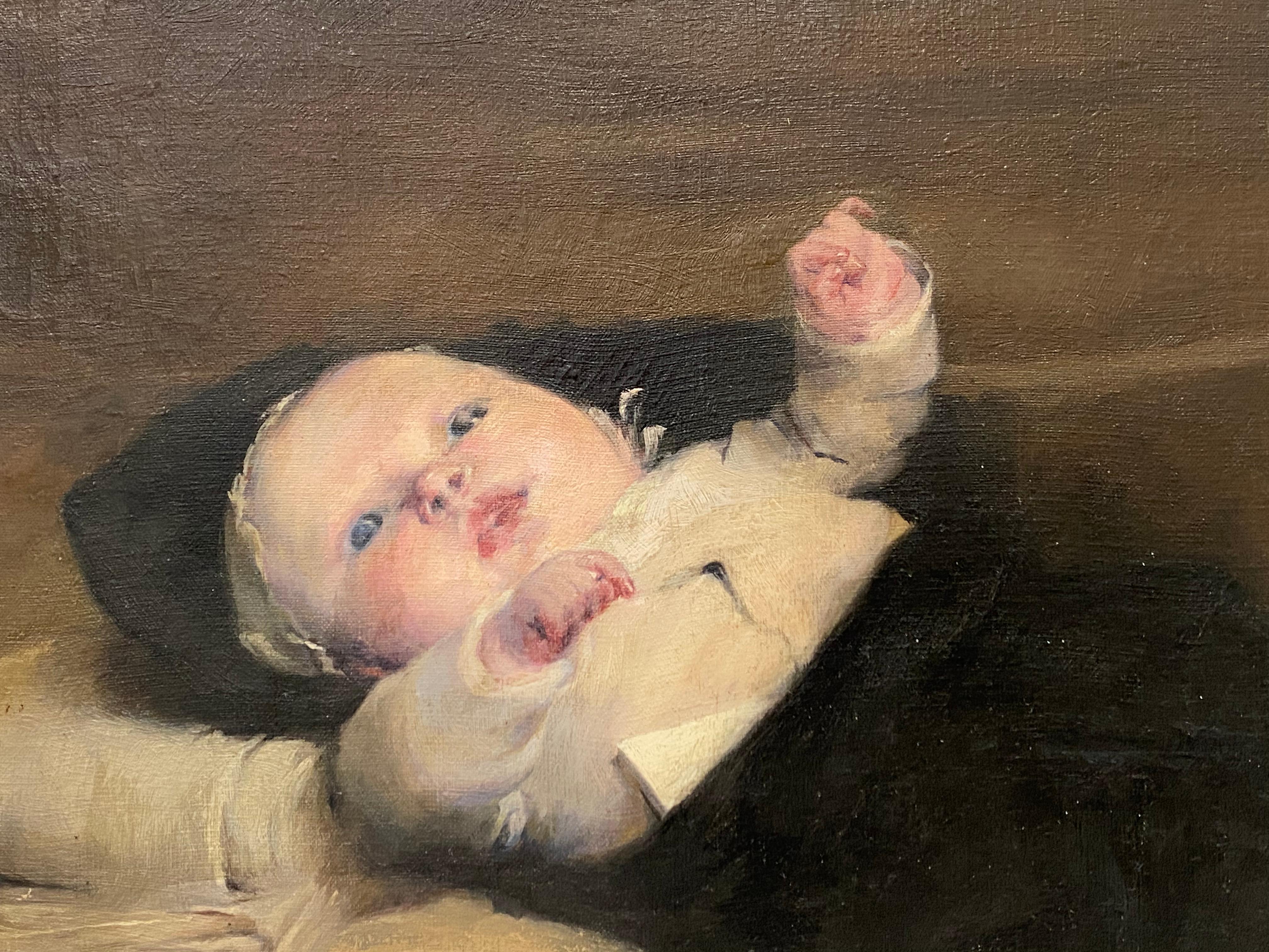 Portrait of a Baby 19th Century, painting by Louis Henri Deschamps