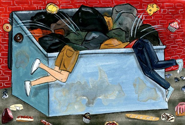 Dumpster Diving, drawing by unknown