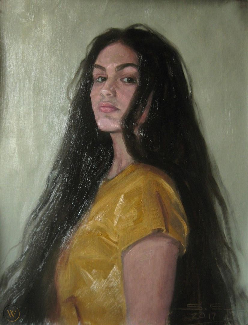 Portrait of a dark-haired lady, painting by unknown