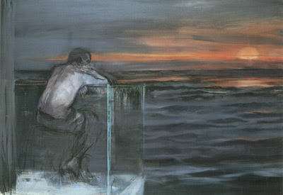 Tramonto sul mare, painting by Alberto Sughi
